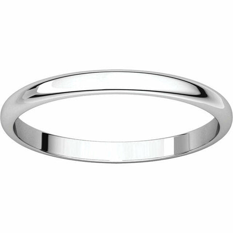 Image of SIZE 4 - 2mm wide Platinum  "Half Round" Light Wedding Band 45% off Sug. Retail