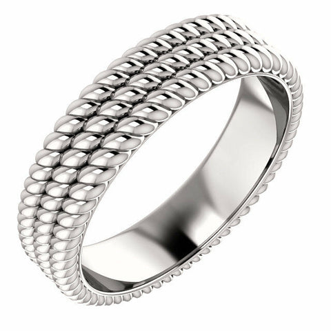 Image of SIZE 5 - Layered Stacked Rope Band 14K White Gold 4.5mm Wide Ring Free Shipping