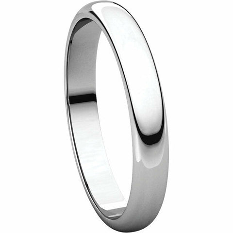 Image of SIZE 13.5 - 3.0 mm wide PLATINUM Half Round Wedding Band FREE Priority Shipping