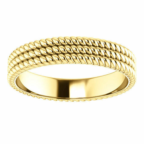 Image of SIZE 5 - 14K Yellow Gold LAYERED Stacked Rope Band 4.5mm Wide Ring Free Shipping