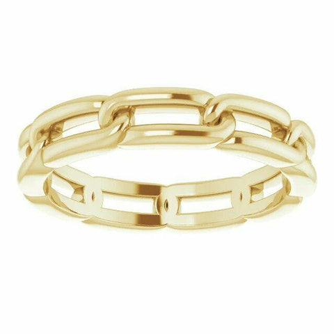 Image of SIZE 5.5 Chain Link Band 14k Yellow Gold 3 mm wide Wedding Band Jewelry New