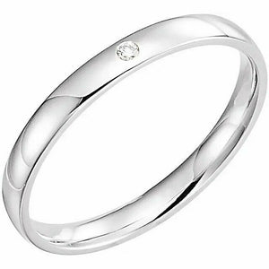 Sizes 9-12 Gypsy-Set .02 CT Diamond Wedding Band 14kt White Gold  New 2.5mm Wide