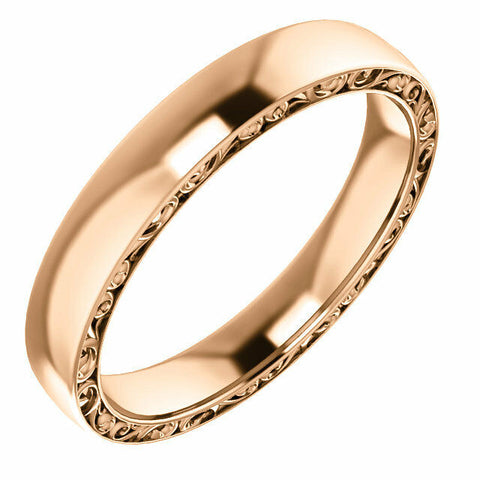 Image of SIZE 5.5 - 14K Rose Gold Wedding Band Relief Pattern 4mm Sculptural-Inspired