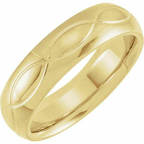 Image of SIZE 14.5 - Infinity Patterned 14K Yellow Gold Comfort Fit Wedding Band 5mm Wide