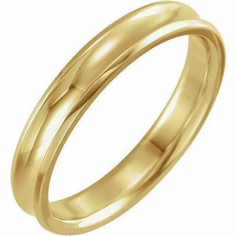 Image of Size 8 Concave 10K Yellow Gold Comfort Fit Wedding Band Beveled Edge 4mm Wide