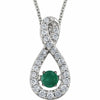 Mystara 14kt White Gold Emerald & 1/6 CTW Diamond Necklace FREE OVERNIGHT SHIP