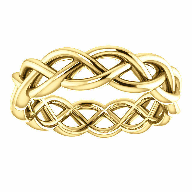 SIZE 4 -14k Yellow Gold Woven Wedding Band 4.5mm Wide Fashion Ring Free Shipping