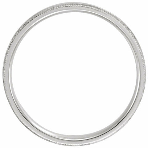 Image of SIZE 6.5 - 14K White Gold Flat Milgrain Comfort Fit Satin & Hammer Finish Band