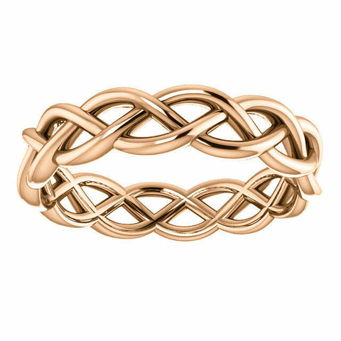 Image of SIZE 6 - Woven Wedding Band 4.5mm Wide 14k Rose Gold Ladies Fashion Ring