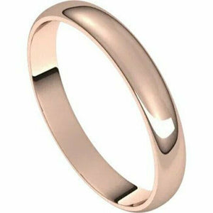 SIZE 16.5 - 3mm 18kt Rose Gold Wedding Band Half Round Ultra-Light Bridal Ring