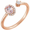 14K Rose Gold Morganite and 1/6 CTW Diamond Negative Space Ring Size 7