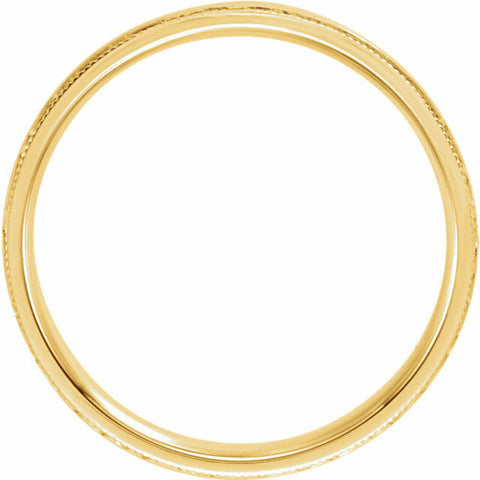 Image of SZ 10.5 - 14K Yellow Gold Flat Milgrain Comfort Fit Satin & Hammer Finish Band