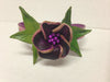 Handmade Purple Flower Leather Bracelet with Two Snap Closure Unique Gift Idea