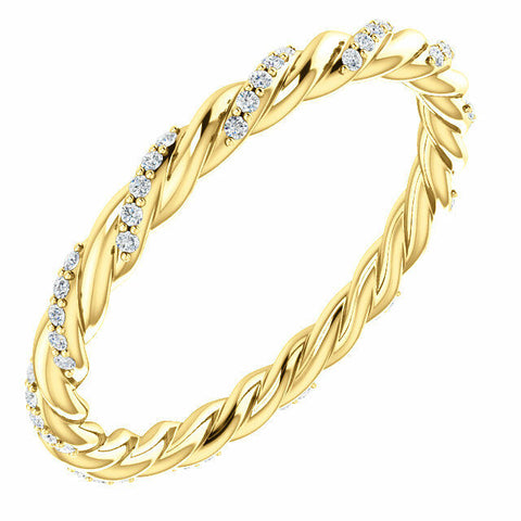 Image of SIZE 5 - 1/6 CTW Diamond Rope Eternity Band 14K Yellow Gold Ring 40% off MSRP