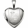 Sterling Silver Baptism Heart Locket 12 x 12.5mm (approx.1/2" x 1/2" inch) Small