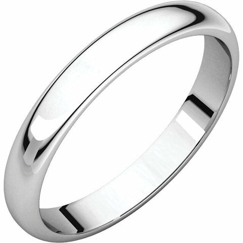 Image of SIZE 5.5 - 3.0 mm wide PLATINUM Half Round Wedding Band FREE Priority Shipping