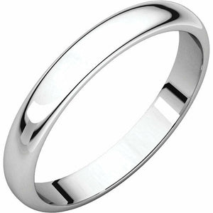 SIZE 5.5 - 3.0 mm wide PLATINUM Half Round Wedding Band FREE Priority Shipping