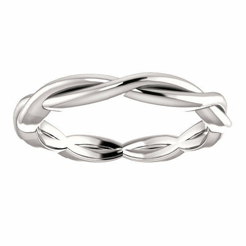 Image of SIZE 5.5 Infinity Inspired Wedding Band 14K White Gold 2.75mm Wide Free Shipping