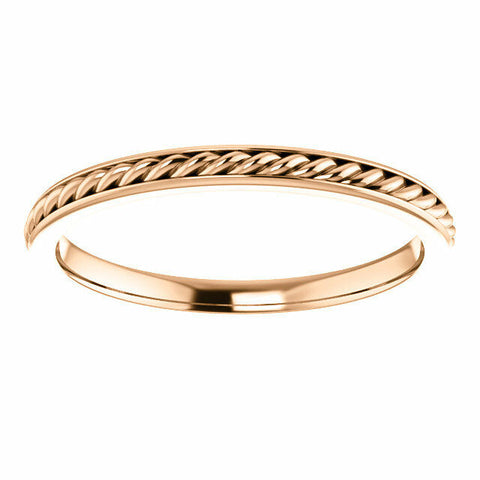 Image of New SIZE 6.5 - 2mm 14K Rose Gold Rope Wedding Band / Fashion Ring 40% off Sale