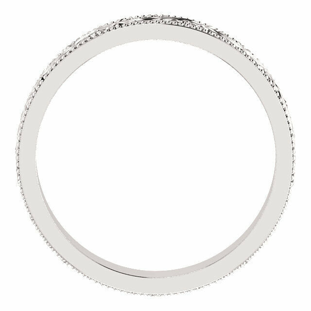 SIZE 5 - Platinum 4.0 mm Wide Sculptural-Inspired Milgrain Bridal Wedding Band