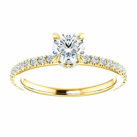 Image of 14K Yellow Gold Round Forever One Moissanite & 1/3 CTW Diamond Engagement Ring