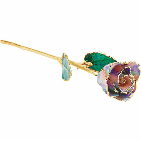 Image of Lacquered October Opal Colored 12" Rose with Gold Trim FREE Shipping & Gift Box