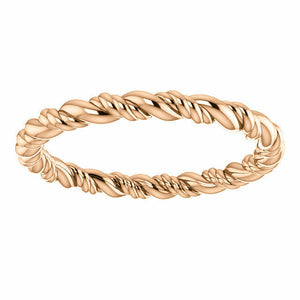 SIZE 7.5 Rope Eternity Wedding Band 14k Rose Gold  2.2mm Wide Ring Free Shipping