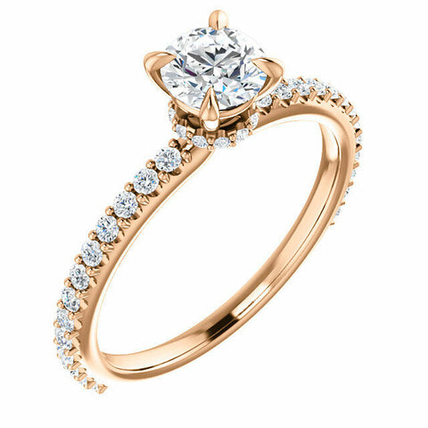 Image of 14K Rose Gold Round Forever One Moissanite & 1/3 CTW Diamond Engagement Ring