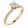 14K Rose Gold Round Forever One Moissanite & 1/3 CTW Diamond Engagement Ring