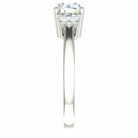 Image of Size 6 Sterling Silver 1.5 cttw Cubic Zirconia Three 3-Stone Engagement Ring