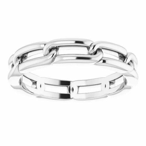 Image of SIZE 7.5 Platinum Chain Link Wedding Band 3 mm wide Unisex Ring Free Shipping