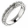 SIZE 8.5 - 14K White Gold Sculptural Wedding Band with Milgrain Center 5 mm