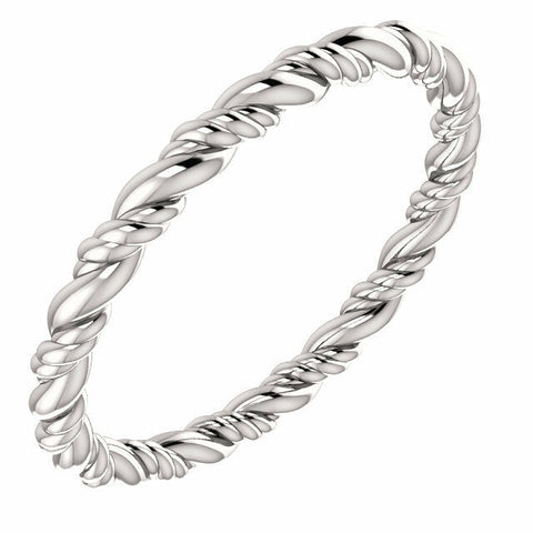 Image of SIZE 4 - Rope Eternity Wedding Band 14K White Gold 2.2mm Wide Ring Free Shipping