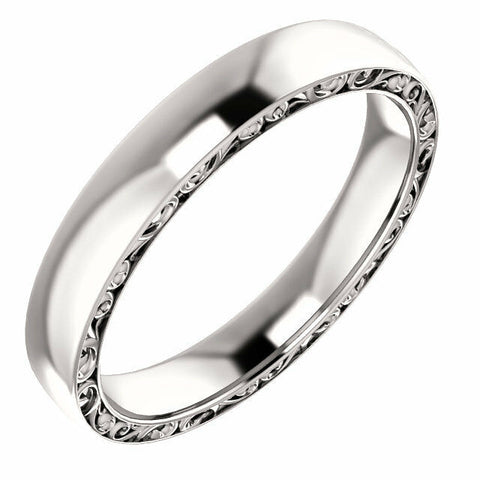 Image of SIZE 10 - 14K White Gold Relief Pattern Wedding Band 4mm Sculptural-Inspired