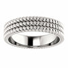 SIZE 7 - Layered Stacked Rope Band 14K White Gold 4.5mm Wide Ring Free Shipping