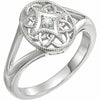 Size 7 Sterling Silver and Diamond Accent Filigree Vintage Style Ring