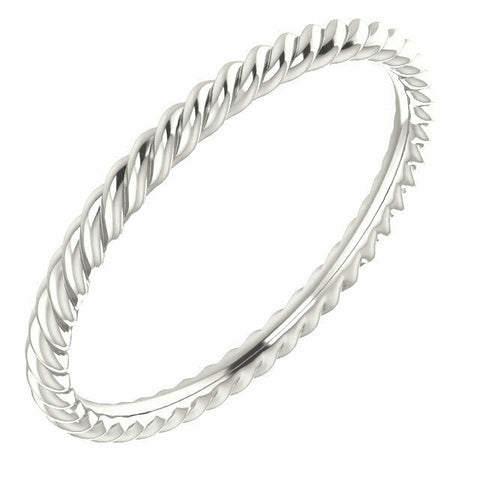 Image of Sterling Silver Skinny Rope Band 2.0 mm wide Sizes 4-8 including 1/2 sizes