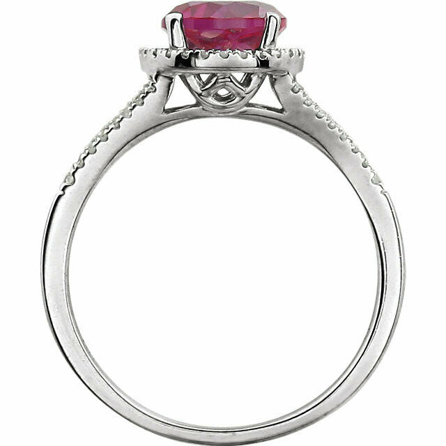 SIZE 7 - 1/6 CTW Genuine Diamond & Lab Created Ruby Ring 14k White Gold