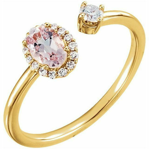 Image of 14K Yellow Gold Morganite and 1/6 CTW Diamond Negative Space Ring Size 7