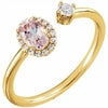 14K Yellow Gold Morganite and 1/6 CTW Diamond Negative Space Ring Size 7