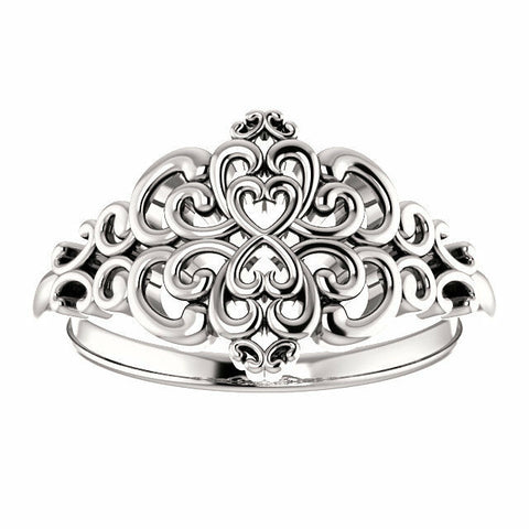 Image of Vintage Inspired Ring 14kt White Gold Design Fashion Jewelry Free Shipping Sz 7