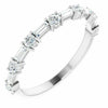 SIZE 6 Baguette and Round 1/3 CTW Diamond Anniversary Band 14k White Gold Ring