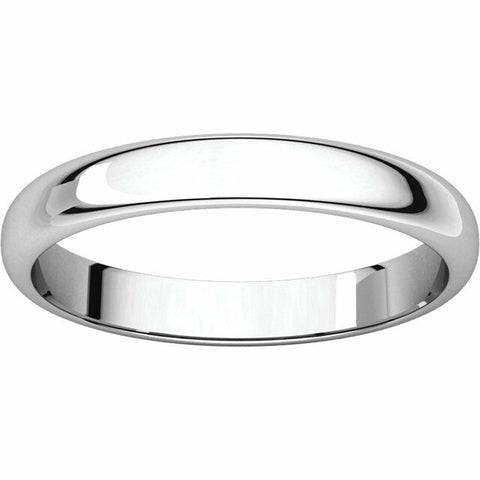 Image of SIZE 13 - 3.0 mm wide PLATINUM Half Round Wedding Band FREE Priority Shipping