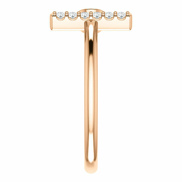 14k Rose Gold Genuine Sapphire and .05 ctw Diamond Bar Fashion Ring Size 7