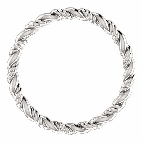 Image of SIZE 4.5 Rope Eternity Wedding Band 14K White Gold 2.2mm Wide Ring Free Shipping