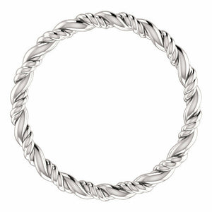 SIZE 4.5 Rope Eternity Wedding Band 14K White Gold 2.2mm Wide Ring Free Shipping