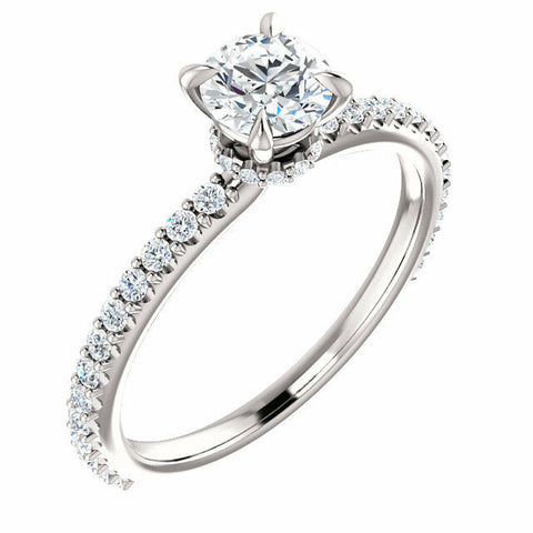 Image of Platinum 5mm Round Forever One Moissanite & 1/3 CTW Diamond Engagement Ring