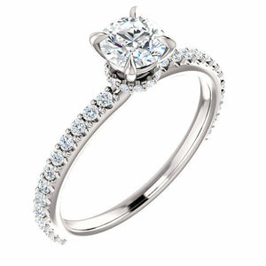 Platinum 5mm Round Forever One Moissanite & 1/3 CTW Diamond Engagement Ring