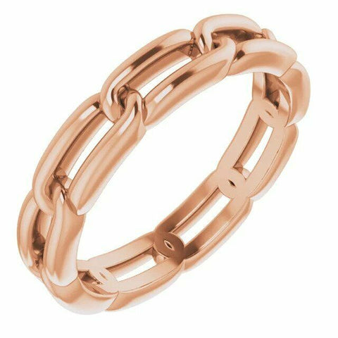 Image of 14kt Rose Gold SIZE 6 Chain Link Band 3 mm wide Wedding Band Jewelry New