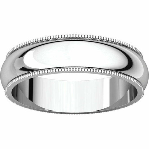 Image of SIZE 7 - Plain 14k White Solid Gold Wedding Band 5.0mm Wide Ring FREE Shipping